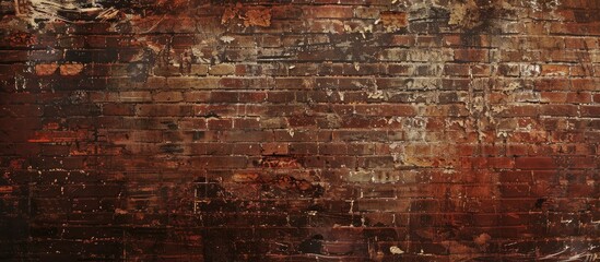 Leinwandbilder - Brick red brown textured vintage wall providing a versatile blurred background suitable for various styles such as rustic, loft, grunge, hard rock, urban, and shabby, with copy space image.