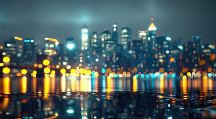 Wall Mural - A photo realistic night skyline bokeh. Generative AI.