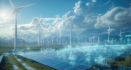 Poster - Flowing data at a solar and wind park in the future. Generative AI.
