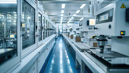 Leinwandbilder - A production line where parts of medical instruments. Generative AI.