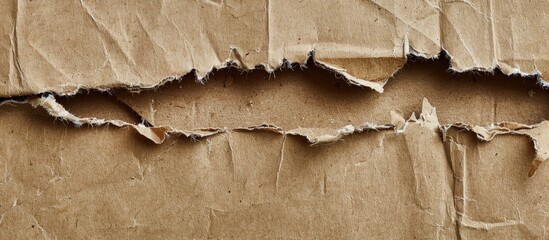 Aufkleber - Close-up view of a torn cardboard box with a blank copy space image for text or graphics.