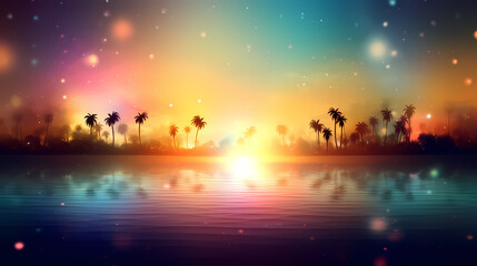 Wall Mural - Summer holidays sunset with defocused lights vector image
