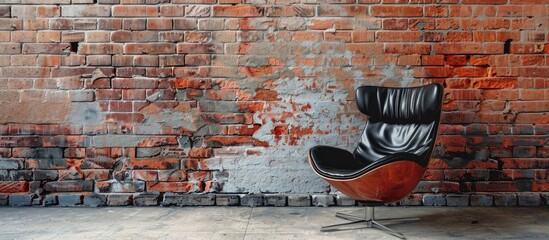 Aufkleber - Contemporary chair against a brick wall backdrop with copy space image.