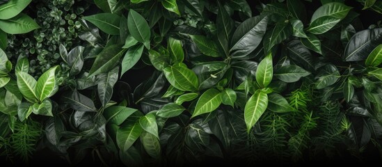 Aufkleber - Top-down view of green foliage with a black and white border for adding text against a copy space image.