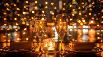 Sticker - Set the scene for a festive outdoor dinner party with elegant table settings, twinkling string lights, and festive centerpieces.