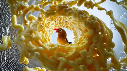 Poster - Bird In A Noodle Tunnel Generative AI