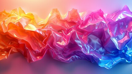 Fototapete - Showcase torn plastic wrap with dynamic folds and creases, conveying