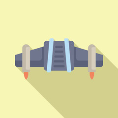 Poster - jetpack equipment flying with firepower for gaming app design on a yellow background