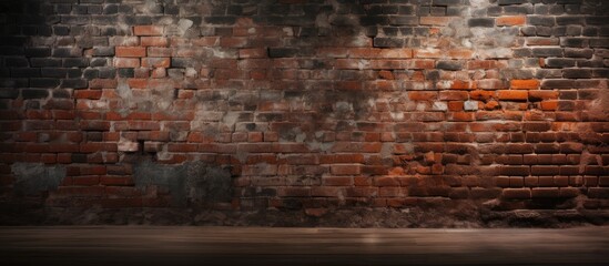 Poster - Grunge background with dark brick wall texture and copy space image.