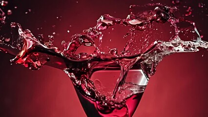 Poster - Red Liquid Splash in Glass Generative AI