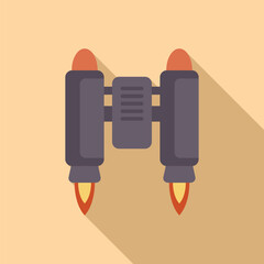 Poster - jetpack with fire flying forward generating thrust for flight