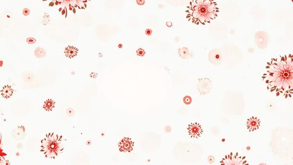 Poster - Pink and Red Flowers Falling on White Background Generative AI