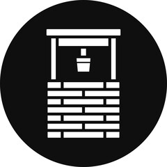 Poster - Water Well Vector Glyph Black Circle Icon