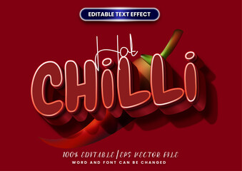 Poster - 3d Chili text effect. Red chili text and smoke effect. cartoon text style effect	