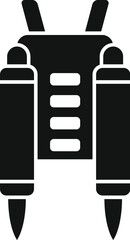 Poster - black icon of a jetpack generating vertical thrust for flying upwards