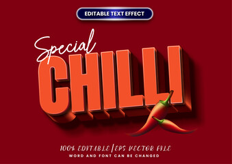 Poster - 3d Chili text effect. Red chili text and smoke effect. cartoon text style effect	
