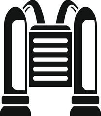 Sticker - Black solid icon for a modern building with columns and water fountain, isolated on a white background