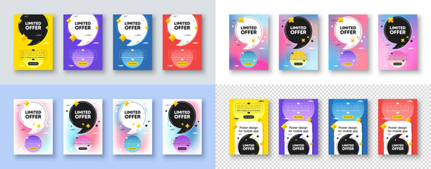 Poster - Poster templates design with quote, comma. Limited offer tag. Special promo sign. Sale promotion symbol. Limited offer poster frame message. Quotation offer bubbles. Comma text balloon. Vector