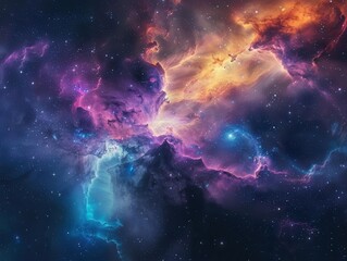 Wall Mural - cosmic nebula swirling with vibrant hues stars twinkling in the depths of space ethereal wisps of ga
