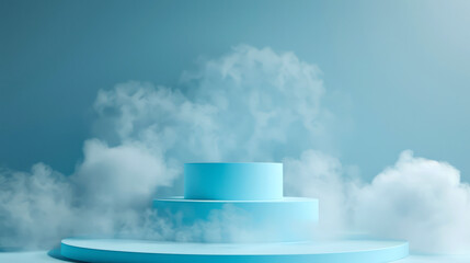 Wall Mural - 3D rendering simple podium and cloud for advertising