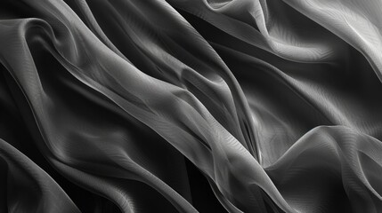 Canvas Print - Black Sheer Fabric Draped Texture.