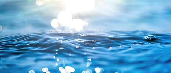 Wall Mural - Beautiful blurred natural blue background with water design art work banner presentation template invitation