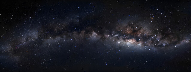 Wall Mural - panoramic photo of the milky way galaxy,with stars and galaxies in the dark black sky background, st