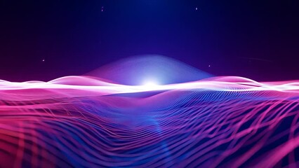 Poster - Abstract Purple And Blue Landscape With Stars Generative AI