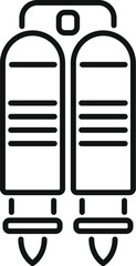 Poster - line icon of a futuristic jetpack with two turbines, representing personal flying devices
