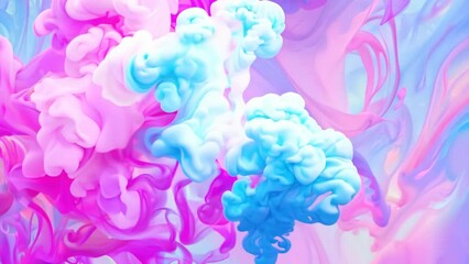 Poster - Abstract Blue and Pink Ink Swirls Generative AI