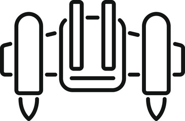 Poster - line icon of a jetpack, representing individual flying device for transportation