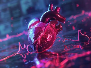 Poster - heart with ekg pulse medical theme