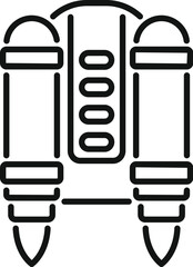 Poster - line art icon of a powerful jetpack launching up to the sky