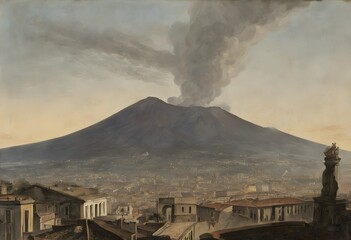 Canvas Print - A view of Mount Vesuvius in Italy