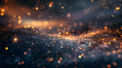Wall Mural - Festive dark  backdrop with gold glitter and bokeh. Perfect for New Year, birthdays, and holiday celebrations.