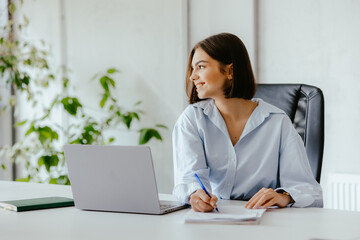 Sticker - Young Professional Woman Working in Modern Office