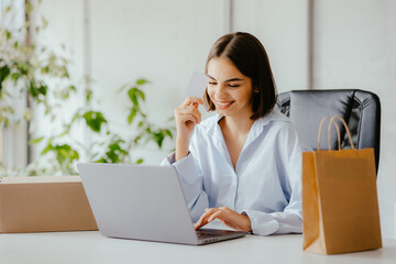 Wall Mural - Woman Shopping Online