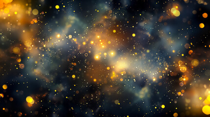 Wall Mural - Festive dark  backdrop with gold glitter and bokeh. Perfect for New Year, birthdays, and holiday celebrations.