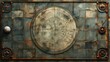 © Gayan - Antique Rustic Steampunk World Map, Gears and Coordinates