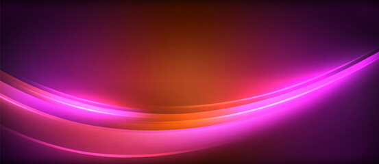 Aufkleber - Neon glowing circle rays, light round lines in the dark, planet style neon wave lines. Energetic electric concept design for wallpaper, banner, background