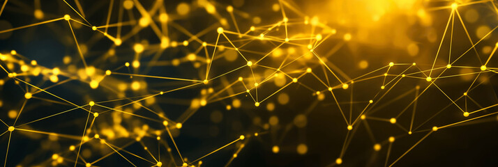 Poster - Network connecting dots golden background technology concept