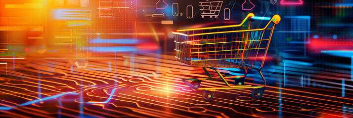Poster - Concept of online shopping, e commerce and new technologies