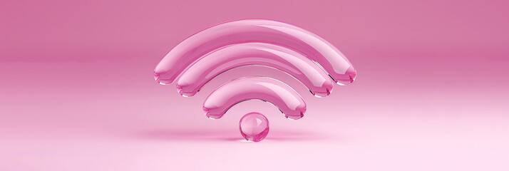 Aufkleber - Pink wifi symbol standing on pink background