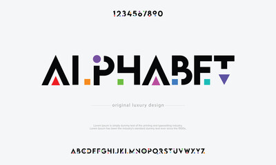 Wall Mural - Alphabet modern abstract digital alphabet font minimal typography creative urban font