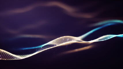 Poster - abstract particle waves background.