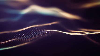 Poster - abstract particle waves background.
