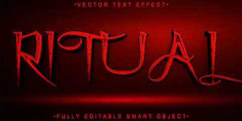 Poster - Red Ritual Vector Fully Editable Smart Object Text Effect