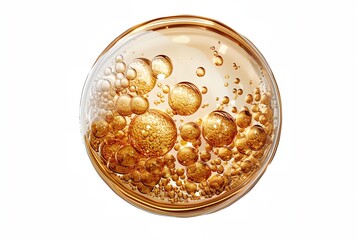 molecule bubble cosmetic serum oil, skin treatment collagen drop on white background