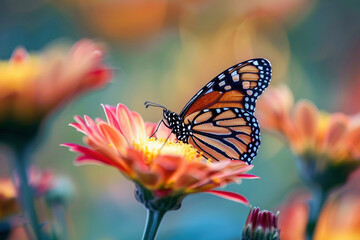 Canvas Print - Bunter Schmetterling auf Blume