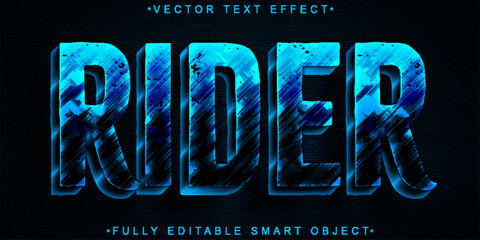 Poster - Blue Worn Rider Vector Fully Editable Smart Object Text Effect